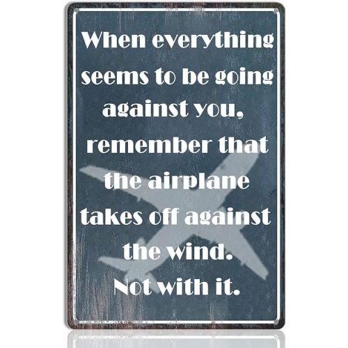 Aviation Wall Art - Vintage Airplane Decor Tin Sign with Motivational Quote, Inspirational Metal Plaque for Pilot Lounge, Pilot Gifts, and Aviation Enthusiasts, 8x12 Inch