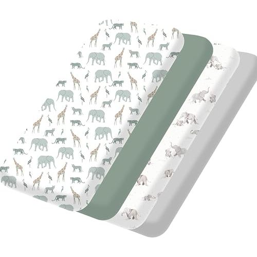 Bimocosy Pack and Play Sheets 4 Pack, 38" x 26" Fitted Mini Crib Sheets