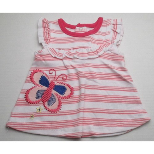 Infant Baby Girls 0-3 Months Emporio Baby Pink White Butterfly Shirt