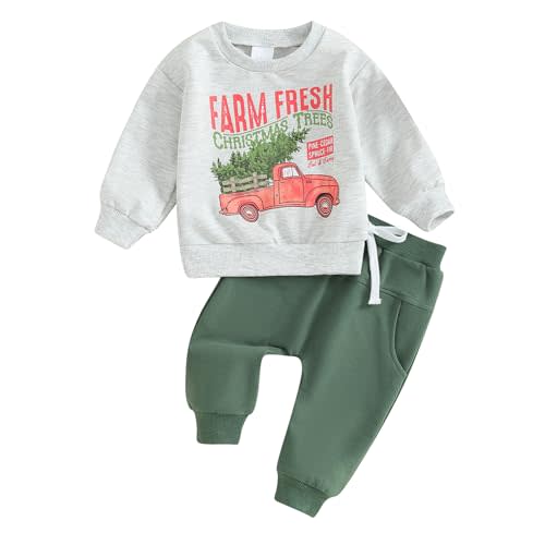 BeQeuewll Fall Toddler Baby Boy Clothes Letter Print Long Sleeve Sweatshirt Long Pants Sweatsuit Little Boy Cothing Set 3M-3T