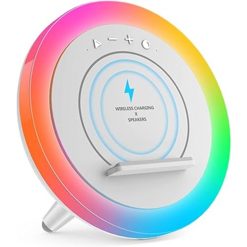 Swarmir Bluetooth Speaker Night Lights, Wireless Charging Kids Speaker, Color Changing Modern Bluetooth Lamp,Teenage Boys Girls Gifts Ideas