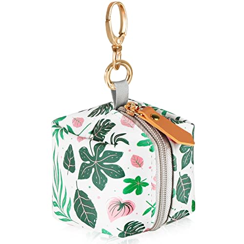 Baby Pacifier Case with Clip, Baby Pacifier Holder Pouch Box for Diaper Bag, Holds 2 Pacifiers for Travel Outdoor Activities, Small Baby Utensils,Green Leaf