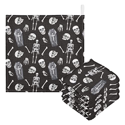 vvfelixl Baby Washcloths Cotton Creepy Skull Baby Muslin Washcloths Soft Baby Face Towel for Newborn Infants, 11.8 X 11.8 Inch, 3 Pack Black