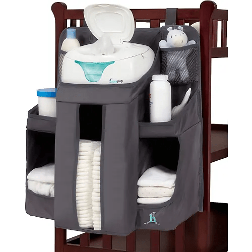 hiccapop Hanging Diaper Organizer for Changing Table, Cribs and Walls, Diaper Stacker and Nursery Organizer | Hanging Diaper Caddy Organizer for Baby Essentials | Diaper Storage Organizer