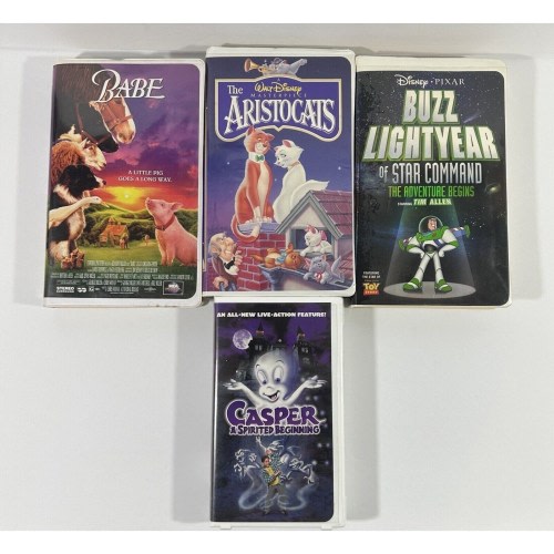 Kids VHS Cartoon Movies Babe Pig Disney Aristocats Buzz Lightyear Casper Ghost
