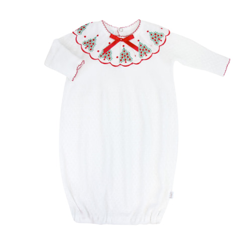 Paty Knit Gown with Swiss Tree Trim