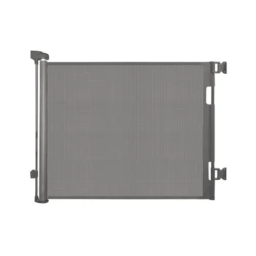 Retractable Baby Gate for Stairs – 33” Height, Expands up to 55” Width – Safety Gate for Infants, Toddlers, Dogs & Pets – Easy Install, Secure Closure, Gray Mesh Design for Indoor & Outdoor Use