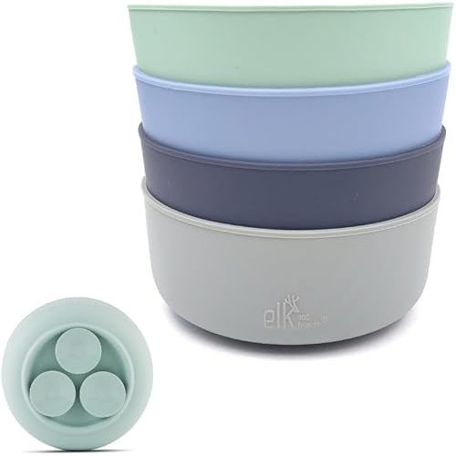 Elk and Friends Kids Porcelain Bowl Silicone Suction Sleeves Sleeves | Microwave & Dishwasher Safe