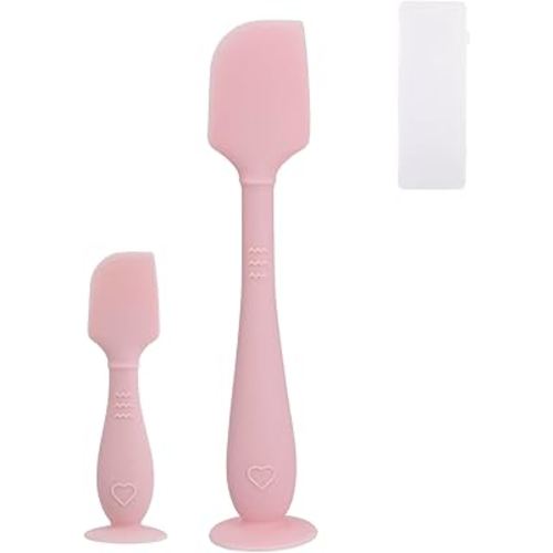 lasuroa 2pcs Baby Diaper Cream Spatula with Travel Case, 2 Sizes Soft Flexible Silicone Butt Paste Applicator Baby Diaper Rash Cream Spatula Bum Brush for Newborn (Pink)
