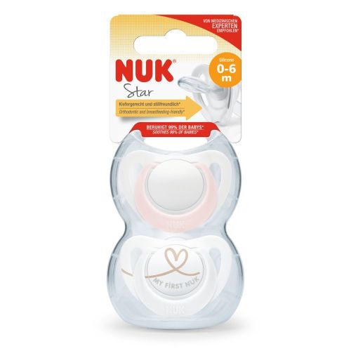 Nuk Star Orthodontic Soother - Girl Pink 0-6M