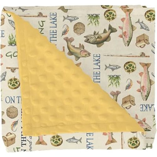 Gone Fishing Baby Blankets for Girl Boy Vintage Lake Fishing Lovers Gift Soft Mink with Dotted Backing Double Layer Swaddle Blanket Outdoors Adventure Nursery Bed Blanket Infant Toddler Crib 30x40