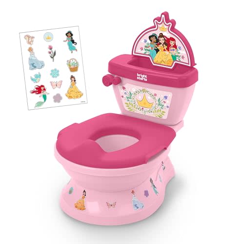 Bright Starts Disney Junior Princess My Size Potty Training Toilet, Toddler Potty Chair with Flushing & Cheering Sounds, Removable Seat with Splash Guard & Handles, Ages 18+ Months, Up to 50 lbs