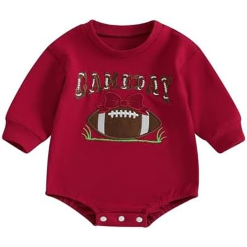 Baby Girl Football Outfit Infant Bubble Romper Sweatshirt Newborn Onesie Cute Long Sleeve Fall Clothes Clothes