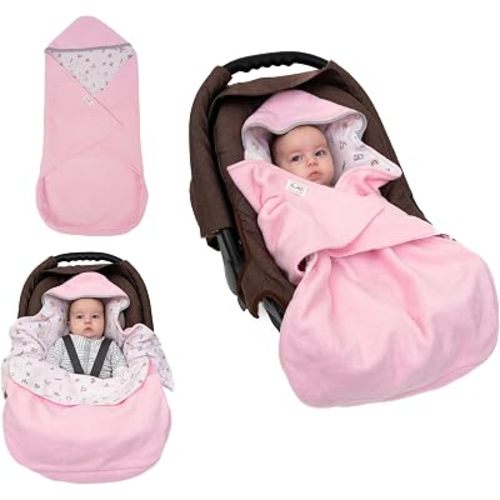 Car Seat Blankets for Babies Winter - Stroller Footmuff Carseat Cover Baby 5 Point Harness - Swaddle Bunting Bag (Rose)