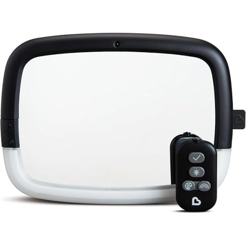 Munchkin Baby Car Mirror for Rear Facing Car Seats, Night Light LED Pivot 360 Baby in-Sight Adjustable Auto Mirror, Black