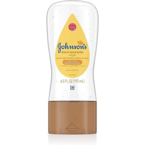 Johnson's Baby Oil Gel, Moisturizing Baby Massage Mineral Oil Enriched with Shea & Cocoa Butter, Dry Skin Relief for Babies, Kids & Adults, Nourishing & Gentle on Delicate Skin, 6.5 fl. oz