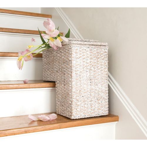 Delilah White Stair Basket With Handles