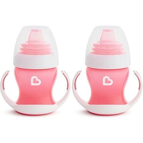 Munchkin® Gentle™ Transition Sippy Trainer Cup, 4 Ounce, Pink (Pack of 2)