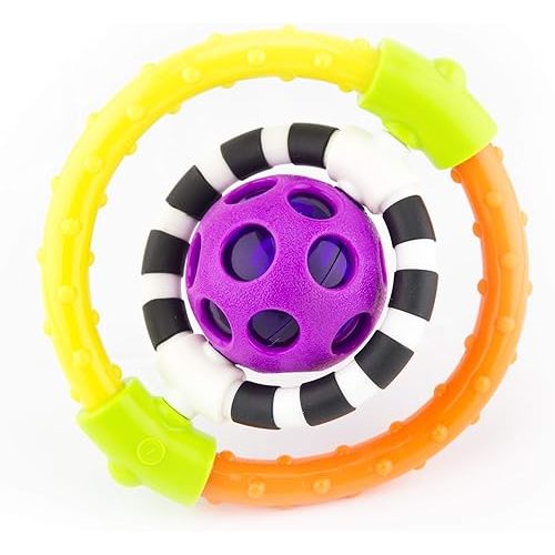 Sassy Spin and Chew Flex Ring Rattle with Dual Action Spinners, for Ages 0+ Months