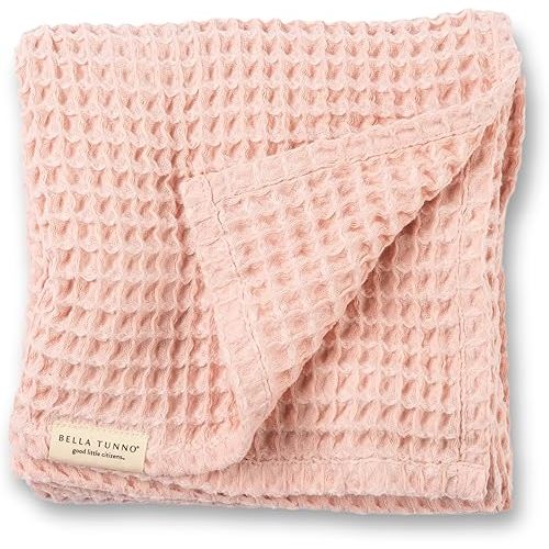 Bella Tunno Waffle Baby Blanket, 100% Cotton, Soft, Breathable & Lightweight, 40" x 40" Swaddle Blanket for Newborns, Infants, Boys & Girls, Cozy Throw for Crib, Stroller, Travel & Nursery (Blush)