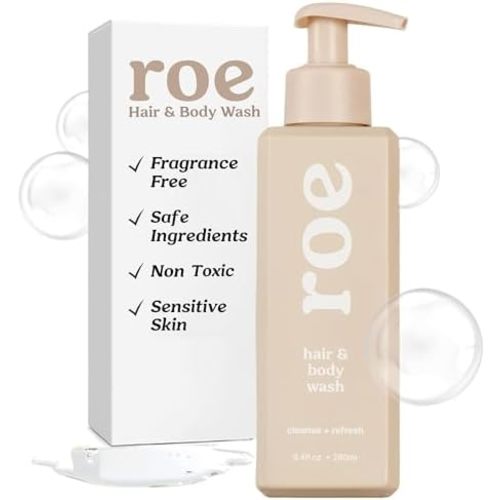 Roe Wellness- Toddler & Baby Body Wash & Shampoo Moisturizing Clean Ingredients | Suitable for Sensitive Skin, Fragrance-Free, Natural Vanilla Scent, Fresh Cleaning | 9.4 fl oz.