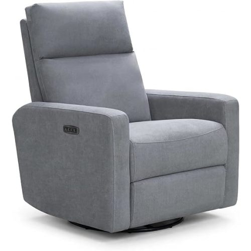 Nurture& The Glider Plus - Premium Nursery Power Recliner | Swivel Chair with Adjustable Head Support and Adjustable Lumbar Support | Built-in USB - The Ultimate Comfort for Nursing, Relaxing (Gray)