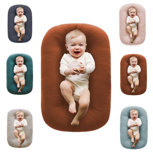 Loevin Baby Lounger Pillow Upgrade,Baby Nest Pillow for Newborn Co Sleeping for Baby Bed,Newborn Lounger for Boys & Girls 0-12 Months(Coffee)