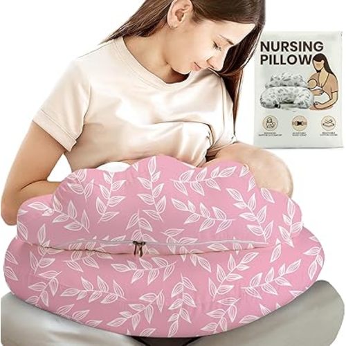 PILLANI Nursing Pillow, Breastfeeding Pillows for Enhanced Safety & Comfort for Mom & Baby, Removable Cotton Cover, Adjustable Waist Strap, Breastfeeding Essentials, Baby Registry Search