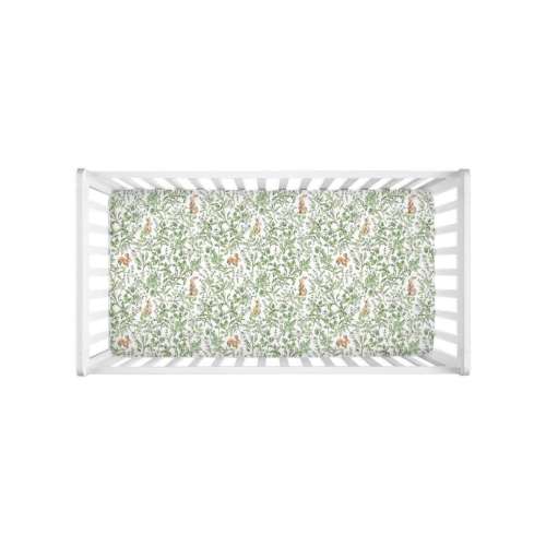 Bunny Toile Crib Sheet, Green