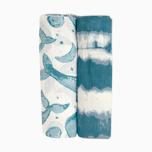 Cotton Muslin Swaddles (2 Pack) - Caspian Whales And Tie Dye