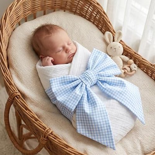 Newborn Swaddle Sash, Blue Gingham