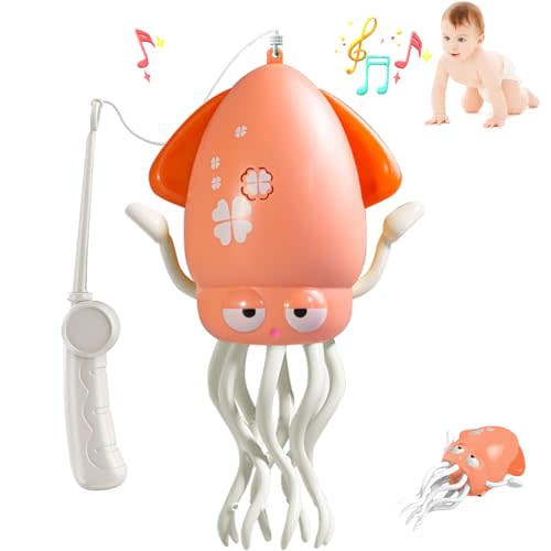 Baby Dancing Squid Toy, Electric Crawling Octopus Tummy Time Toy, Rechargeable Magic Dancing Music Squid Baby Toys for 3 4 5 Year Old Kids Boy Girl Birthday Gifts Christmas Stocking Stuffers