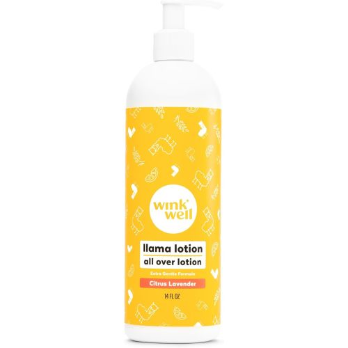 Wink Well Llama Baby Lotion for Kids- Gentle Baby Moisturizer for Calming Dry Skin-For Sensitive Skin Free of Parabens, Chemicals, Dyes and Fragrances- 14 Oz