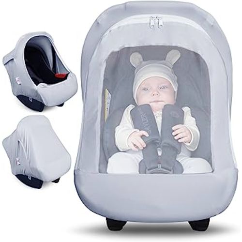 Metplus 2-in-1 Baby Car Seat Canopy, Multi Use Privacy Sun Shade, Protect Baby's Safety with Style, Infant Carrier Covers for Boys & Girls