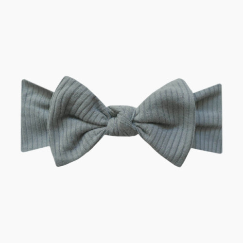 Copper Pearl Knit Headband Bow - Moss