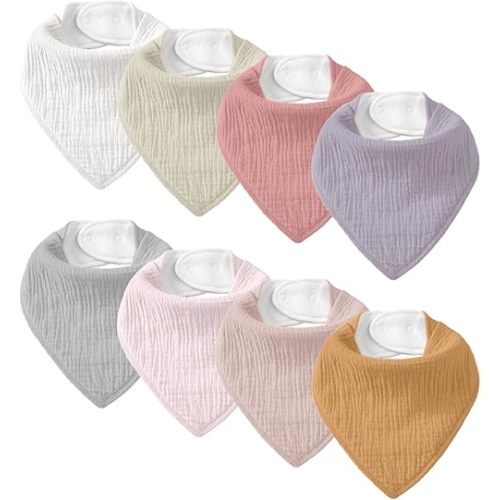 Muslin Baby Bibs 8 Pack, Baby Bandana Drool Bib for Drooling and Teething, Cotton Soft Absorbent for Girls Boys Medieval Style