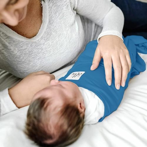 The Ollie Swaddle – Adjustable Baby Swaddle for Newborns | Pediatrician-Approved for Safe Sleep | Easy Closure | Arms-Out | Lightweight, Machine-Washable | Easy Diaper Access (Ocean, One Size)