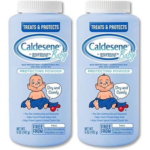 Caldesene Baby Cornstarch Powder with Zinc Oxide, 5 oz (Pack of 2)