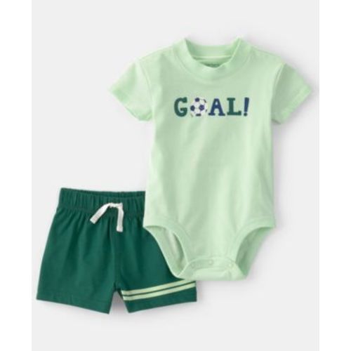 Baby Boys' Soccer Goal Short-Sleeve Bodysuit & Shorts, 2-Piece Set