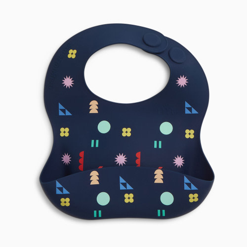 Magnetic Me Silicone Bib - Navy Geo, O/S