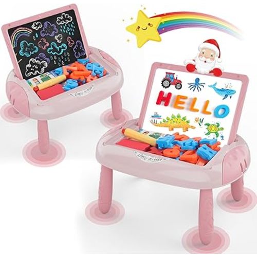Cokzer Toys for 1-2 Year Old Girls, Toddler Girl Toy with Magnetic Letters and Numbers, Learning and Educational Toys for 1 2 Year Old, Girls Birthday (Pink Red)