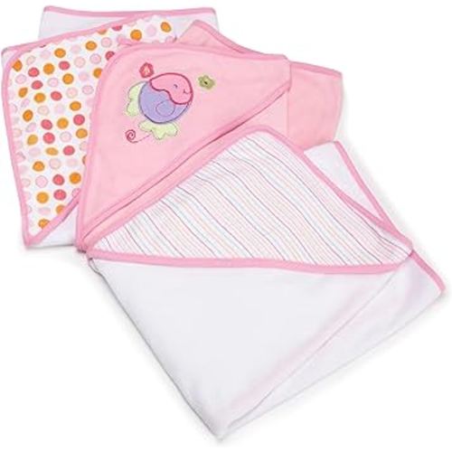 Spasilk 3 Pack Soft Terry Hooded Towel Set, Pink