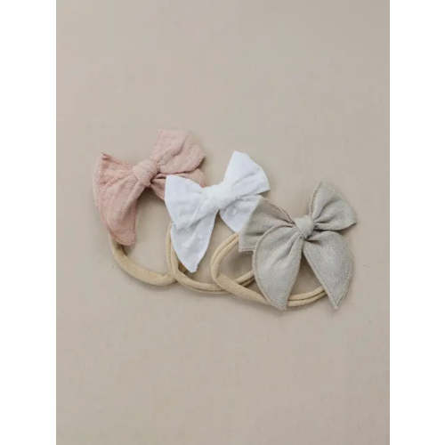 Linen Bow Headbands 3-pack