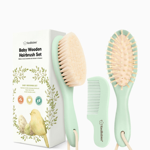 KeaBabies Baby Hairbrush Set - Sage