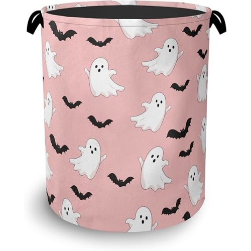 Bat Ghost Laundry Basket,Halloween Foldable Oxford Cloth Tote Bag Laundry Hamper Clothes Storage Bucket Organizer for Bedroom Laundry Storage Dormitories 16" x 20.8"