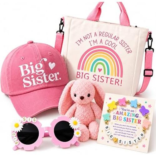 Big Sister Gifts Basket for Girls - Promoted to Big Sister Gift Set of 5.