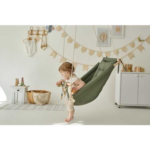 Outdoor Garden Baby Swing Schaukel Balançoire with playing beads Garden Swing, Gift For Baby, Wood Swing, Swing with pillow