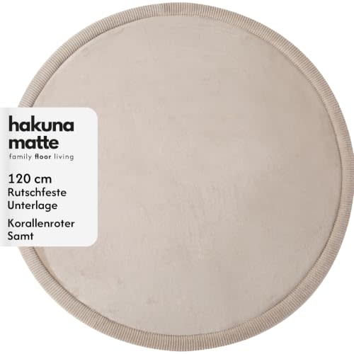 Hakuna Matte CloudSoft Baby Play Mat for Floor Ø 47" Beige | Coral Velvet Memory Foam Rug for Crawling & Cozy Play – Non-Slip, Water-Resistant, Easy-CareTummy Time Mat
