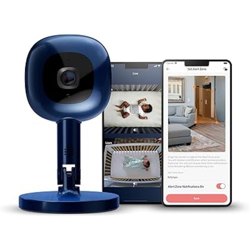 Nanit Pro Smart Baby Monitor & Flex Stand - 1080p Secure Wi-Fi Video Camera, Sensor-Free Sleep & Breathing Motion Tracker, 2-Way Audio, Sound & Motion Alerts, Night Vision, and Breathing Band - Blue