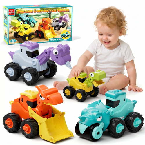 KWANITHINK Dinosaur Toy Cars for Toddlers 1-3 Years Press and Go Pull Back Vehicles